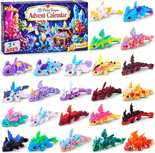 Vista 10 de JOICEE Calendario de Adviento de Navidad 2026 con mini juguetes de animales Rojo