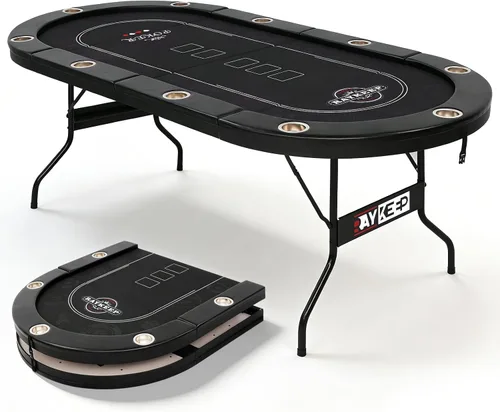 Vista 9 de RAYKEEP Mesa de póquer plegable 4 en 1 de 72 pulgadas con alfombrilla