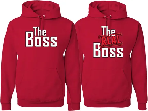 Vista 7 de The Boss The Real Boss Sudadera Divertida para Novia Novio Regalo Suyo y de Ella Conjunto de Sudaderas con Capucha a Juego para Parejas