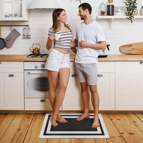 Vista 5 de Tapetes antifatiga para suelo de cocina, tapetes acolchados antifatiga de cocina de 17.3 x 27.5 pulgadas, impermeables, antideslizantes, de pie