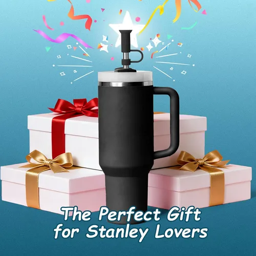 Vista 6 de Mity rain Stanley - Cubrepopotes de silicona para Stanley, fundas de popote y popotes de acero inoxidable para vasos Stanley Cup de 30/40 onzas
