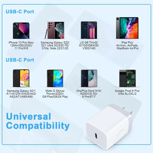 Vista 8 de USB C Box Bloque de carga rápida para Samsung Galaxy A17 5G A16 A15/A54/A36/S25/S24FE/A13/A53/A03S/A23/A24/Z Fold7/S23/S22, iPhone 17 Pro Max/16/15