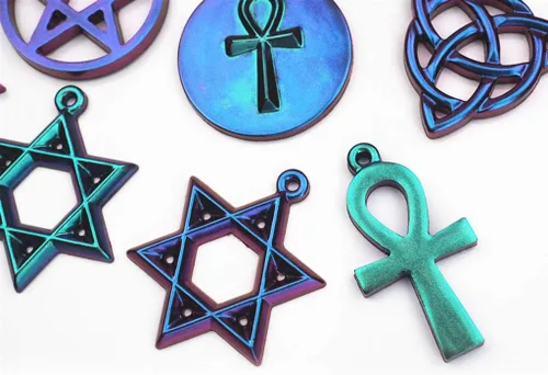 Vista 2 de Molde de resina con colgante de amuleto espiritual para bricolaje con forma de estrella y pentagramas