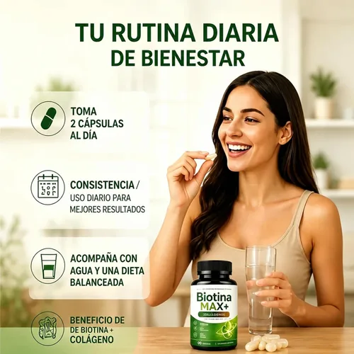 Vista 7 de Biotina Max Colageno para El Cabello-60 Conteos