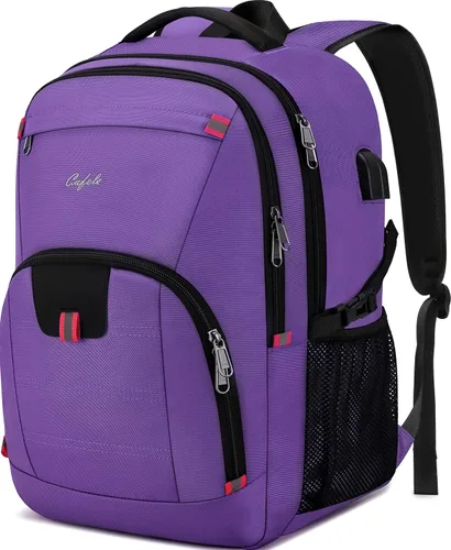 Vista 13 de Mochila para portátil de 17.3 pulgadas, mochila grande para computadora con puerto de carga USB, mochila resistente al agua y resistente