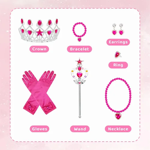 Vista 3 de Meland Vestidos de princesa para niñas, vestido de princesa iluminado para niñas de 3 a 10 años, disfraz para niñas, Halloween, cumpleaños