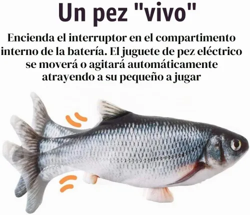 Vista 3 de QIAONIUNIU Juguetes de peluche interactivos de peces móviles eléctricos