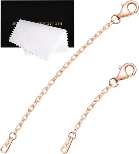 Vista 31 de Extensores de collar para mujer, chapados en oro de 14 quilates, extensores de collar duraderos, cadena de plata de ley 925 para pulsera y Dorado