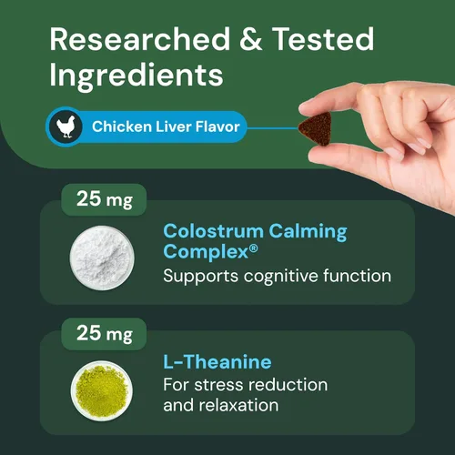 Vista 5 de Vetriscience Veterinary Strength Calm & Confident - Golosinas masticables para mascotas con estrés, suplemento para apoyar la función cerebral