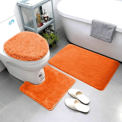 Vista 4 de Luxury Home Goods Juego de 3 alfombras de baño de microfibra súper suave, incluye alfombra de baño, alfombra de contorno y cubierta para tapa