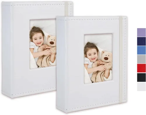 Vista 29 de Álbum de fotos pequeño de 4 x 6 pulgadas, 100 bolsillos con espacio de escritura, cubierta de cuero, libro de fotos con capacidad para fotos de 4 x