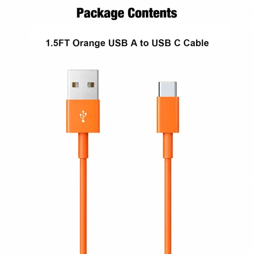 Vista 5 de Cable Carplay naranja de 1.5 pies para iPhone 17/16/15, cable USB A a USB C compatible con iPhone 17Air, 17/16/15 Pro Max, 17E/16E/Plus, iPad