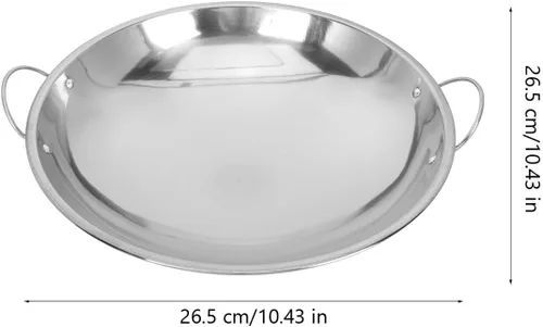 Vista 2 de Olla seca de acero inoxidable de 10.43 pulgadas, olla de cocción de doble oreja, olla de alcohol para calentar ramen salteado para el hogar