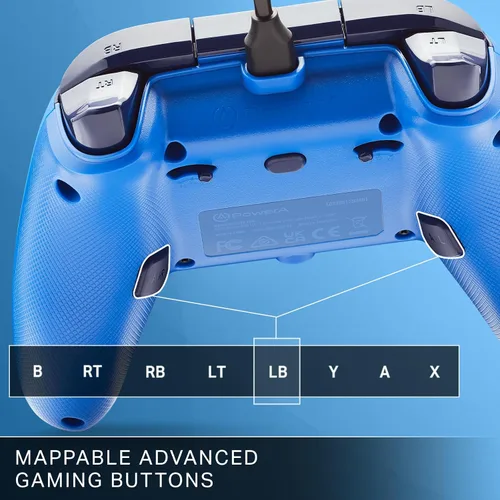 Vista 5 de PowerA Advantage Wired Controller for Xbox Series XS - Blue, Xbox Controller with Detachable 10ft USB-C Cable, Mappable Buttons, Trigger Locks and