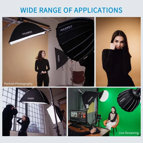 Vista 8 de FEELWORLD FSR90 - Caja de luz rectangular de 23.6 x 35.4 in para FEELWORLD FL125D FL125B FL225D FL225B y otros Bowens Mount Video Studio Light