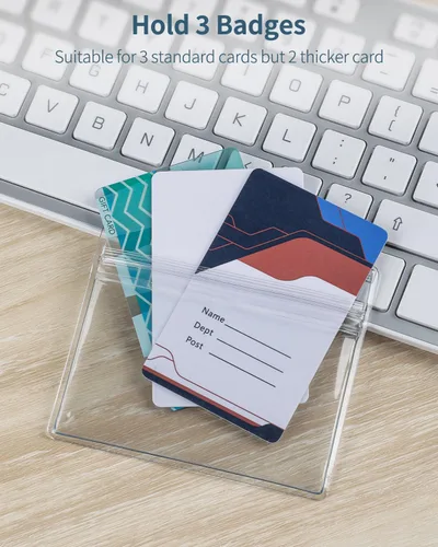 Vista 2 de Pawfly Paquete de 6 portatarjetas de identificación, estuche horizontal de plástico transparente con cremallera resellable, suave e impermeable