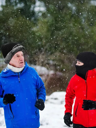 Vista 7 de 2 máscaras faciales de invierno para esquí, pasamontañas de punto cálido para hombres y mujeres, forro polar resistente al viento para deportes al