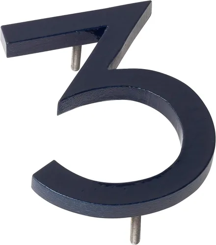 Vista 6 de Montague Metal Products MHN-12-F-NY1-4 Números flotantes modernos de aluminio cepillado sólido, 12 pulgadas, azul marino con recubrimiento en polvo