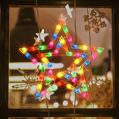 Vista 15 de LAMPHOME Decoración de Silueta de Ventana de Navidad de Lazo Rojo Iluminado de 18" con 50 Luces rojo (Red Bow)