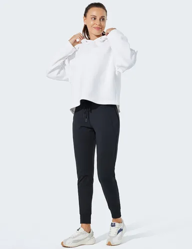 Vista 5 de ZUTY Pantalones con forro polar para mujer, resistentes al agua, pantalones deportivos de invierno con aislamiento térmico de cintura alta