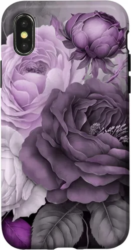 Vista 5 de Purple Watercolor Rose Flower Bouquet on Gray Case for iPhone 17