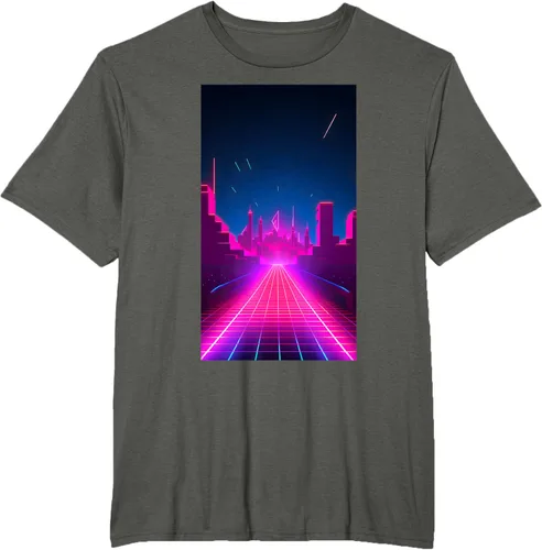 Vista 4 de Camiseta Retrowave Street 80s Vaporwave Synthwave, Negro -, Pequeña