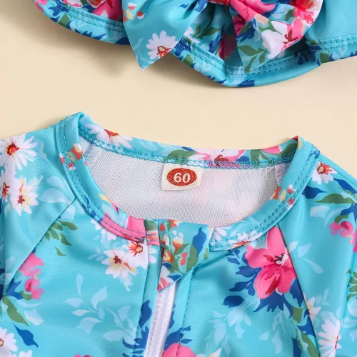 Vista 108 de Traje de baño de una pieza con cremallera de manga larga para bebé niña con gorro