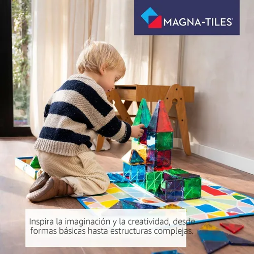Vista 7 de MAGNA-TILES Juego clásico de construcción magnética de 100 piezas, la marca original de construcción magnética