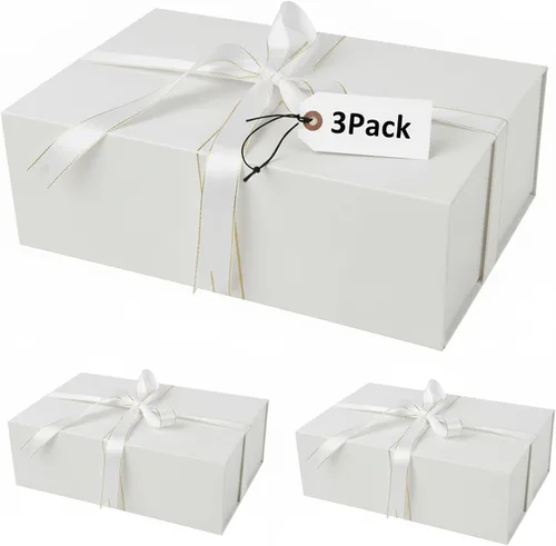 Vista 12 de YINUOYOUJIA Caja de regalo grande de color negro de 14 x 9 x 4.5 pulgadas, cajas de regalo con tapa de cierre magnético, cinta y tarjeta, caja