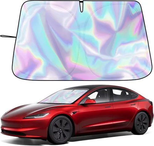 Vista 9 de Car Windshield Sunshade for Tesla Model 3 & Y UV Protection, Fits 2016-2026 Plateado