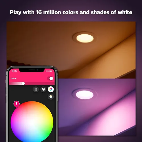 Vista 5 de Philips Hue Bombilla LED inteligente BR30 de 85 W, luz que cambia de color blanco y de color, paquete de 2 unidades, 1200 lúmenes, E26
