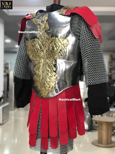 Vista 4 de NauticalMart Armadura medieval romana muscular, armadura, caballero, armadura, armadura, vestible, disfraz de Halloween