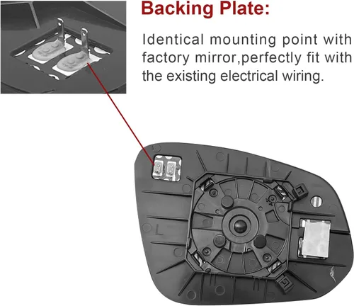 Vista 5 de Reemplazo de vidrio para espejo lateral del conductor para Toyota RAV4 2016 2017 2018, espejos exteriores convexos con calefacción y alimentación