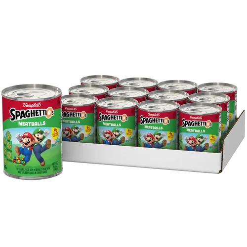 Vista 29 de SpaghettiOs Pasta enlatada con albóndigas A to Z's, lata de 15.6 onzas