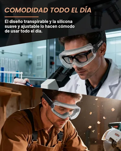Vista 6 de Gafas de seguridad antivaho – Protección ocular certificada ANSI Z87.1 para trabajos de laboratorio de química – 2