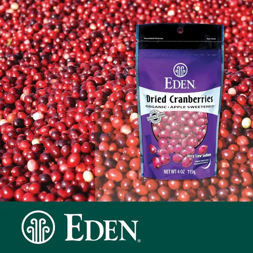 Vista 5 de Eden Arándanos secos orgánicos, endulzados con jugo de manzana, 4 onzas