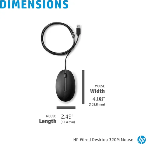 Vista 3 de HP Ratón de escritorio con cable de 320M