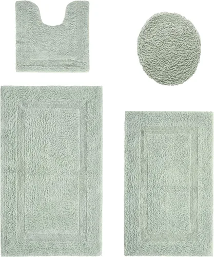 Vista 29 de Better Trends - Juego de 2 alfombras de baño 100% algodón, extra suaves, con borlas, de 17" x 24", alfombra de baño superabsorbente y reversible