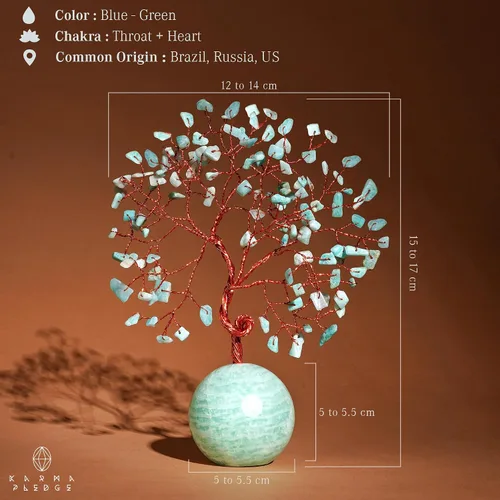 Vista 3 de Árbol de la vida de cristal para decoración del hogar y la oficina, regalos para mujeres, piedras curativas de amazonita de chakra, árbol bonsái