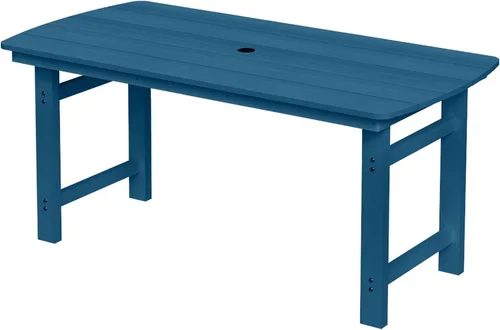 Vista 40 de Mesa de comedor rectangular para exteriores, mesa de polietileno de alta densidad resistente para 6, mesa de patio resistente a la intemperie