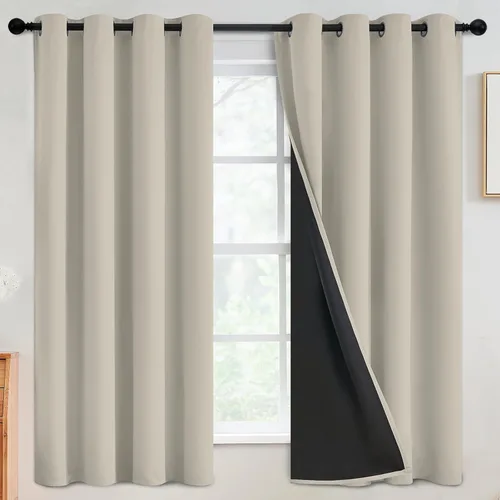 Vista 182 de SimpleHome - Cortinas opacas 100% para recámara, cortinas de ventana con ojales beige, con aislamiento térmico, cortinas de oscurecimiento