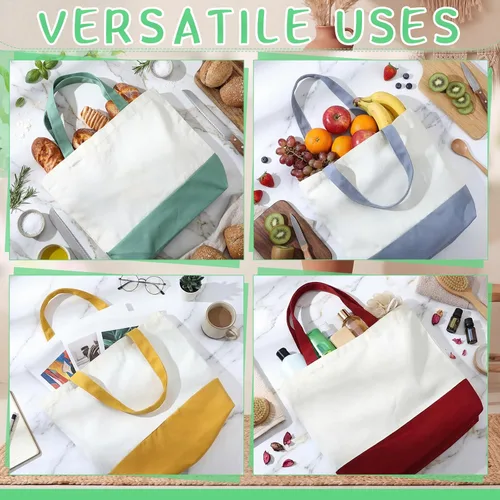 Vista 5 de Epakh Bolsas de lona a granel de 18.5 x 15 pulgadas, reutilizables, bolsas de compras para comestibles, equipaje para compras