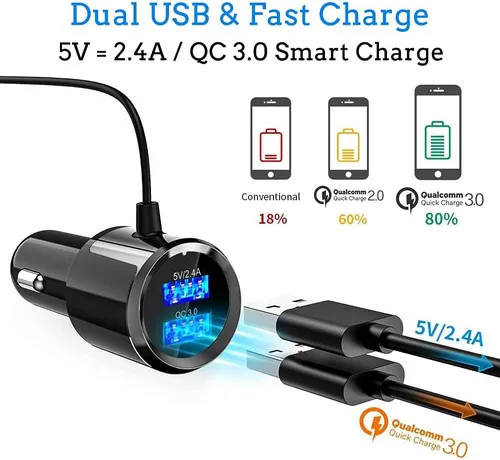 Vista 2 de Transmisor FM Bluetooth 5.0 manos libres kit de coche con carga rápida QC 3.0 adaptador de radio de coche con micrófono CVC reducción de ruido
