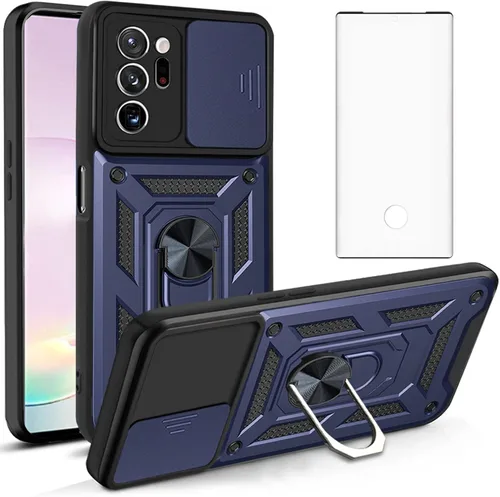 Vista 8 de Funda para teléfono Samsung Galaxy Note 20 Ultra Glaxay Note20 Plus 5G con cubierta de cámara y protector de pantalla de vidrio templado, soporte