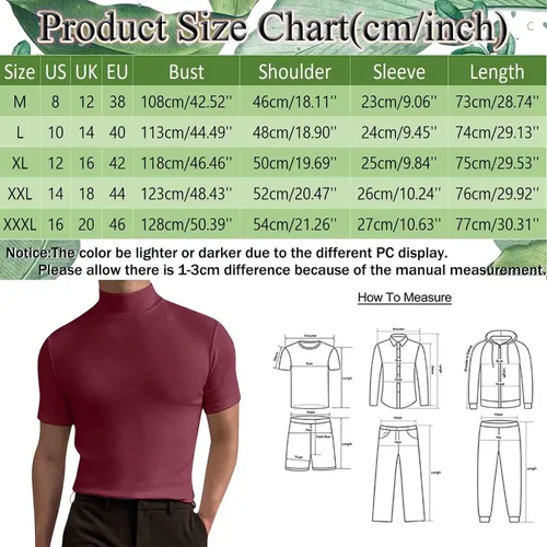 Vista 4 de Mens Thermal Turtleneck Fleece Lined Compression Shirt Mock Turtle Neck Short Sleeve Base Layer Pullovers Sweater Tops