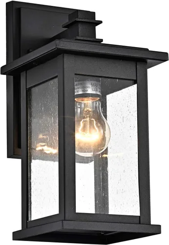 Vista 13 de MICSIU Luces de Porche de Bronce Frotado con Aceite para Pared Exterior, Lámparas Exteriores Impermeables Estilo Granja con Casquillos E26 y Negro