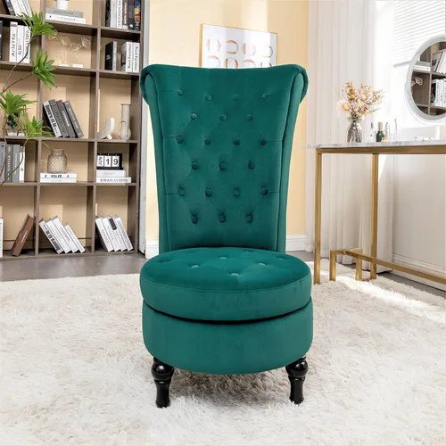Vista 13 de Container Furniture Direct Royal - Silla de acento de terciopelo con respaldo alto para tocador con almacenamiento y tapicería de lujo, diseño retro