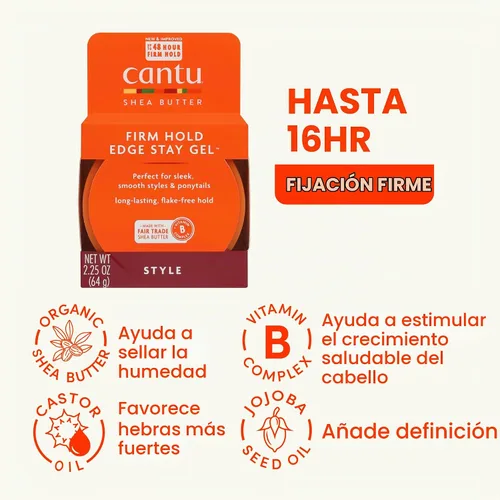 Vista 3 de Cantu Gel Extra Hold Edge Stay con manteca de karité, 2.25 onzas (el embalaje puede variar)