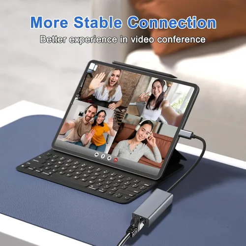 Vista 4 de Adaptador USB C a Ethernet, concentrador de red portátil de 1 Gigabit, 10/100/1000 Mbps, adaptador de Internet USB 3.0 a RJ45 compatible con laptop