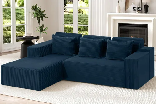 Vista 8 de Homguava - Sillones seccionales modulares para sala de estar, sofá de 101" en forma de nube con chaise en L, cómodo sofá de sala de estar